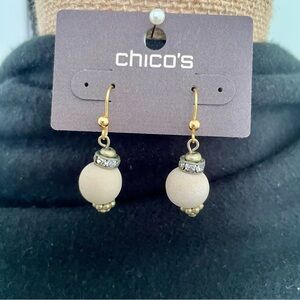 Chico's Elegant Gold and Cream Earrings
